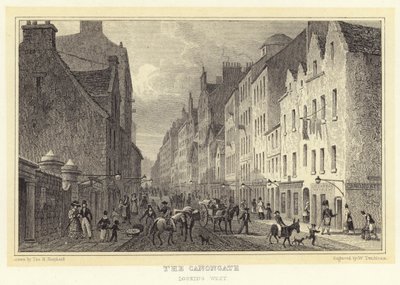 Canongate, katsoo länteen (kaiverrus) tekijältä Thomas Hosmer (after) Shepherd