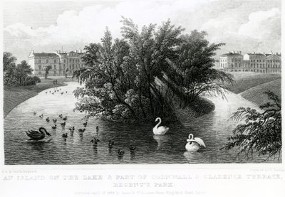 Saari järvessä ja osa Cornwall and Clarence Terracea, Regent