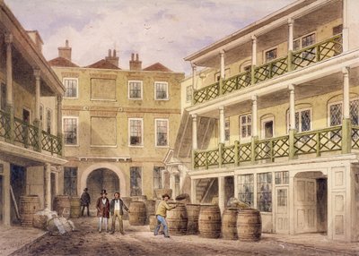 Bell Inn, Aldersgate Street, Lontoo, 1857 tekijältä Thomas Hosmer Shepherd