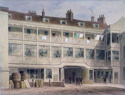 Belle Sauvage Yard, Ludgate Hill, Lontoo, 1850 tekijältä Thomas Hosmer Shepherd