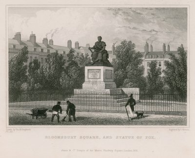 Bloomsbury Square ja Fox-patsas tekijältä Thomas Hosmer Shepherd