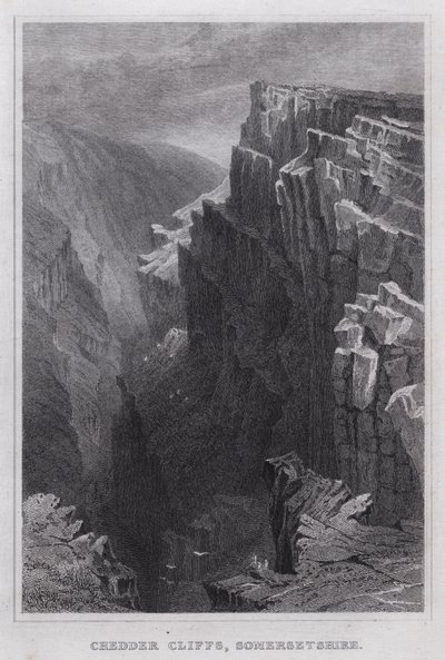 Cheddar Cliffs, Somersetshire (kaiverrus) tekijältä Thomas Hosmer Shepherd