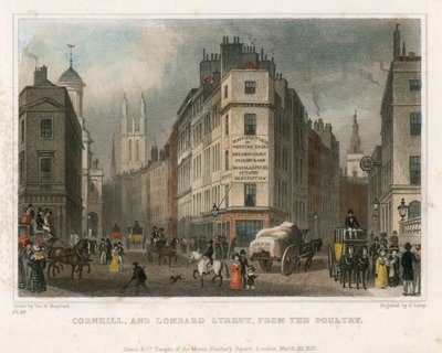 Cornhill ja Lombard Street, Lontoo, Poultrysta tekijältä Thomas Hosmer Shepherd