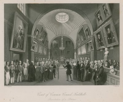 Court of Common Council, Guildhall, Lontoo; Vetoomuksen esittäminen tekijältä Thomas Hosmer Shepherd