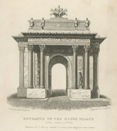 Sisäänkäynti Kings Palaceen, Hyde Park Corneriin tekijältä Thomas Hosmer Shepherd