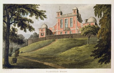 Flamstead House, Ackermannin "Repository of Arts" -teoksesta, julkaistu noin vuonna 1826. tekijältä Thomas Hosmer Shepherd