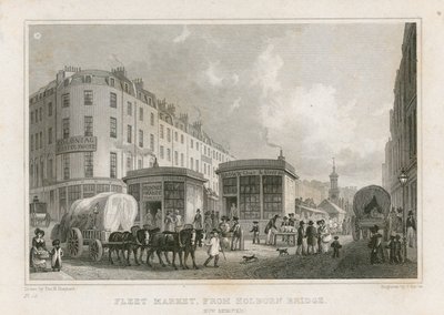 Fleet Market Holborn Bridgestä (nyt poistettu) tekijältä Thomas Hosmer Shepherd