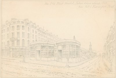 Fleet Market Holborn Bridgestä (nyt poistettu) tekijältä Thomas Hosmer Shepherd