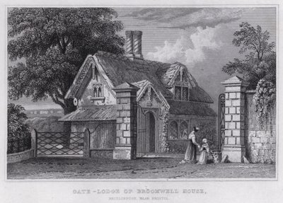 Gate-Lodge of Broomwell House, Brislington, lähellä Bristolia (kaiverrus) tekijältä Thomas Hosmer Shepherd