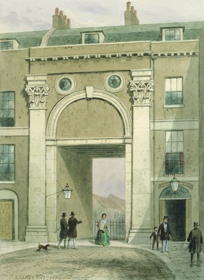 Portti joelle, Essex Street, 1857 tekijältä Thomas Hosmer Shepherd