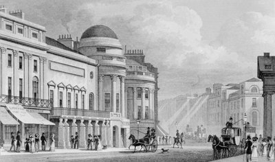 Harmonic Institution, Regent Street, Lontoo. 1827 tekijältä Thomas Hosmer Shepherd