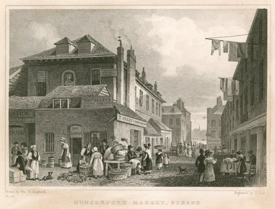Hungerford Market, lähellä York Buildingsia, The Strand, Lontoo tekijältä Thomas Hosmer Shepherd