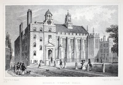 Middle Temple, pubista "Lontoo ja sen ympäristö 1800-luvulla". Jones und Co., 1827-1829 tekijältä Thomas Hosmer Shepherd