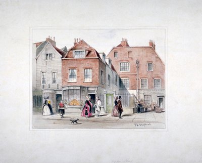Mr Upcottin talo ja hahmot Upper Streetillä, Islington, Lontoo, 1835. tekijältä Thomas Hosmer Shepherd