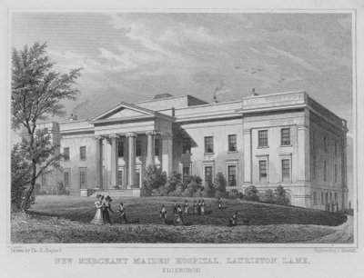 New Merchant Maiden Hospital, Lauriston Lane, Edinburgh (kaiverrus) tekijältä Thomas Hosmer Shepherd