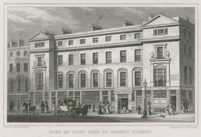 Osa Regent Streetin länsipuolta, Lontoo tekijältä Thomas Hosmer Shepherd