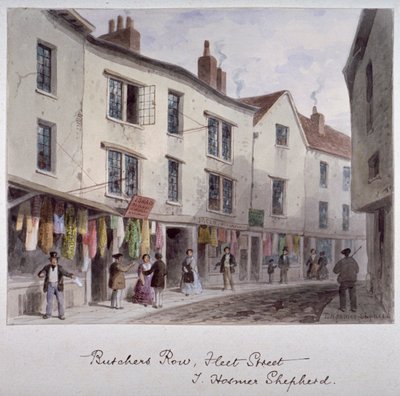 Luultavasti näkymä Holywell Streetille, Westminster, Lontoo, vuosi 1850 tekijältä Thomas Hosmer Shepherd