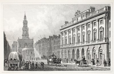 Somerset House, "Lontoo ja sen ympäristö 1800-luvulla" -pubista. Jones und Co., 1827-1829 tekijältä Thomas Hosmer Shepherd