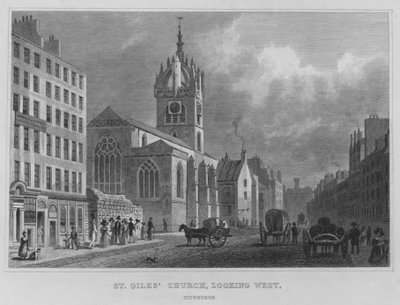 St Gilesin kirkko, joka näyttää länteen, Edinburgh (kaiverrus) tekijältä Thomas Hosmer Shepherd