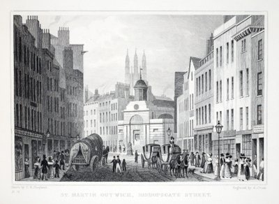 St Martin Outwich, Bishopsgate Street, Lontoosta ja sen Environs in the Nineteenth Century -pub. Jones und Co., 1827-1829 tekijältä Thomas Hosmer Shepherd