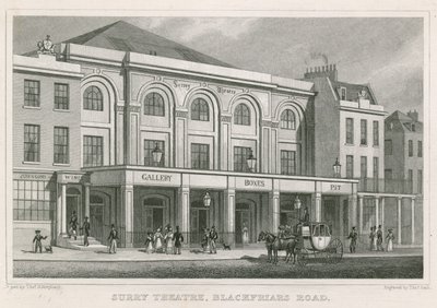 Surrey Theatre, Blackfriars Road, Lontoo (kaiverrus) tekijältä Thomas Hosmer Shepherd