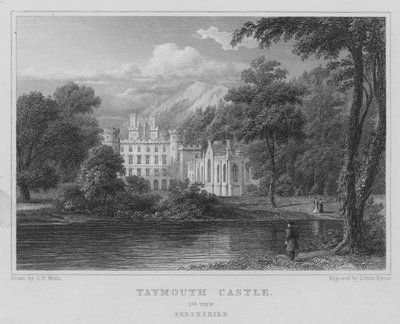 Taymouth Castle, 2nd View, Perthshire (kaiverrus) tekijältä Thomas Hosmer Shepherd