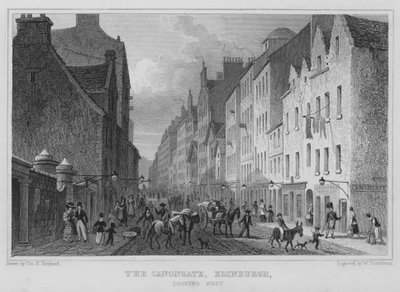 Canongate, Edinburgh, länteen katsova (kaiverrus) tekijältä Thomas Hosmer Shepherd