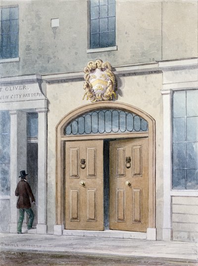 Coachmakers Hallin sisäänkäynti, 1854 tekijältä Thomas Hosmer Shepherd