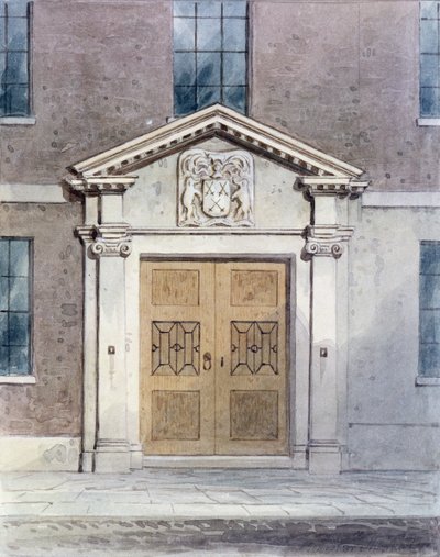 Cutlers Old Hallin sisäänkäynti, 1850 tekijältä Thomas Hosmer Shepherd