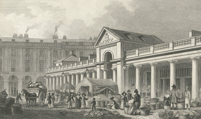 N.W. uuden Covent Gardenin markkinoiden julkisivu, 1827-30 tekijältä Thomas Hosmer Shepherd