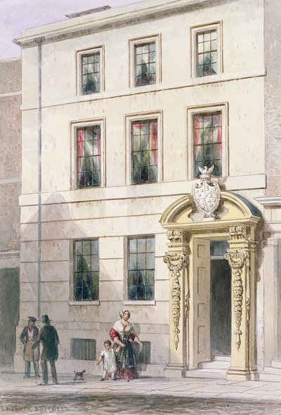 Painter Stainers Hallin uusi julkisivu, 1850 (wc paperille) tekijältä Thomas Hosmer Shepherd