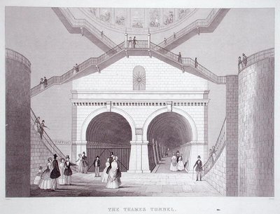 Thames-tunneli, n. 1851-55 (litho) tekijältä Thomas Hosmer Shepherd