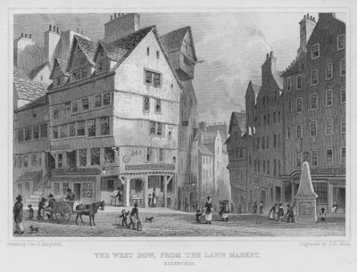 West Bow Edinburghin nurmitorilta (kaiverrus) tekijältä Thomas Hosmer Shepherd