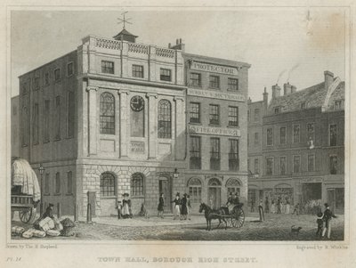 Kaupungintalo, Borough High Street (kaiverrus) tekijältä Thomas Hosmer Shepherd