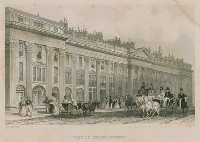 Näkymä Regent Streetille, Lontoo, länsipuolella tekijältä Thomas Hosmer Shepherd