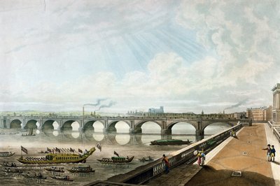 Näkymä Waterloon sillalle Somerset House Terracen East Endistä tekijältä Thomas Hosmer Shepherd