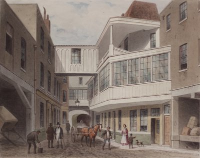 Näkymä Cross Keys Taverniin, Wood Street, noin 1850 (wc paperille). tekijältä Thomas Hosmer Shepherd