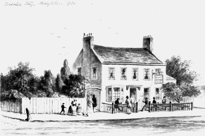 Näkymä Yorkshire Stingo Public Housesta Paddingtonissa, 1860-1859 (piirustus) tekijältä Thomas Hosmer Shepherd