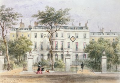 Sir Robert Peelin talon länsirintama Privy Gardenissa (1788-1850) 1851 tekijältä Thomas Hosmer Shepherd