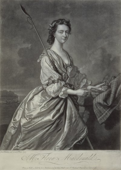 Flora MacDonald (1722-90), kaiverrus J. Faber, 1747 (mezzotint-kaiverrus) tekijältä Thomas Hudson