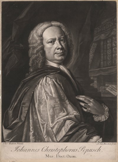 Johannes Christophorus Pepusch, kaiverrus Alexander van Haecken (1701-58), n. 1735 (mezzotint) tekijältä Thomas Hudson