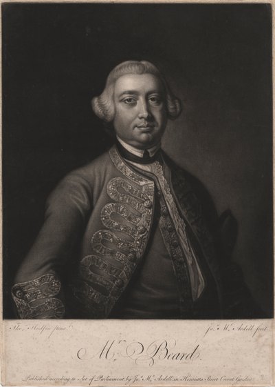Mr. Beard, kaivertaja James McArdell (n.1729-65), 1764 (mezzotint). tekijältä Thomas Hudson