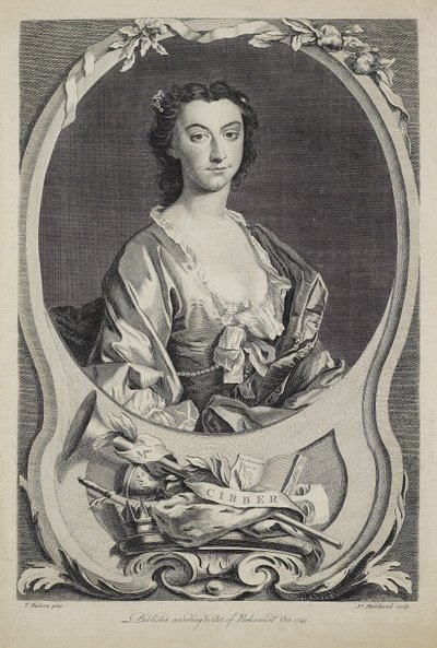 Rouva Cibber, kaiverrus J. Marchand (fl.1749), 1749 tekijältä Thomas Hudson