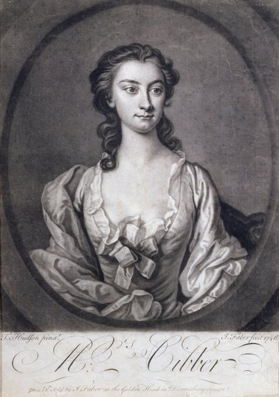 Muotokuva rouva Cibberistä (1714-66), näyttelijä ja laulaja, kaiverrus John Faber (1684-1756), 1746 tekijältä Thomas Hudson