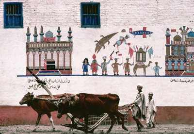 Luxorissa sijaitsevan maalaistalon stukkoseinään maalattu seinämaalaus muistoksi maanviljelijän... tekijältä Thomas J. Abercrombie