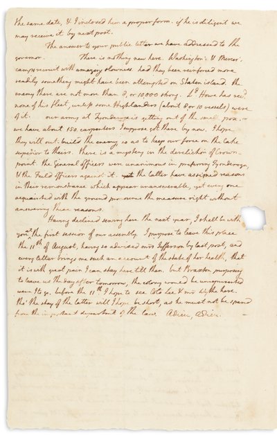Nimikirjoituskirje John Pagelle, Philadelphia, 30. heinäkuuta 1776 tekijältä Thomas Jefferson