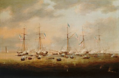 Brittiläiset ja amerikkalaiset tykkiveneet toiminnassa Borgne-järvellä tekijältä Thomas L. Hornbrook