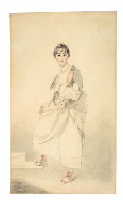 Lady Frances Hamiltonin (1795-1860) muotokuva (musta ja punainen liitu) tekijältä Thomas Lawrence