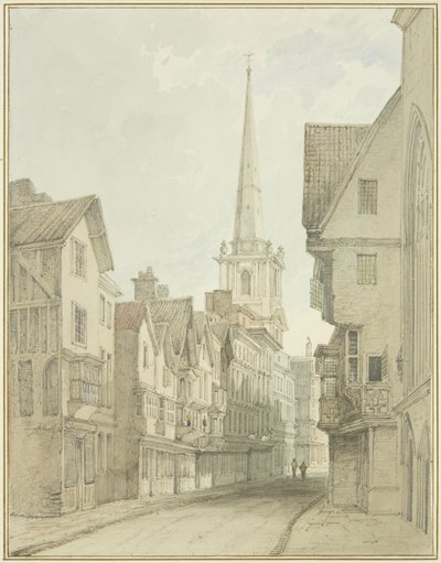 Broad Street (akvarelli paperille) tekijältä Thomas Leeson the Elder Rowbotham