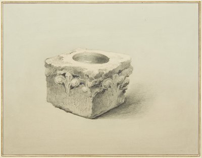 Fontti löytyy kohdasta "Three Sugar Loaves", Backstreet (kynä ja akvarelli paperilla) tekijältä Thomas Leeson the Elder Rowbotham
